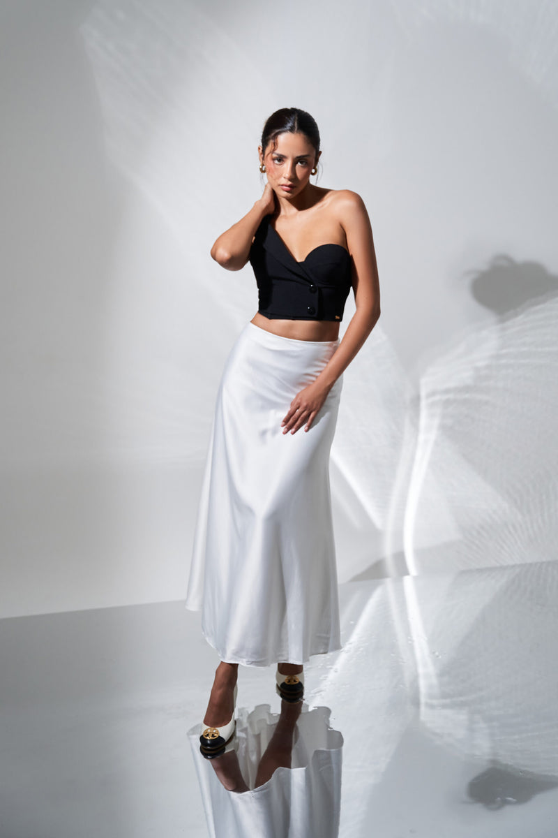 Falda En Seda Blanco