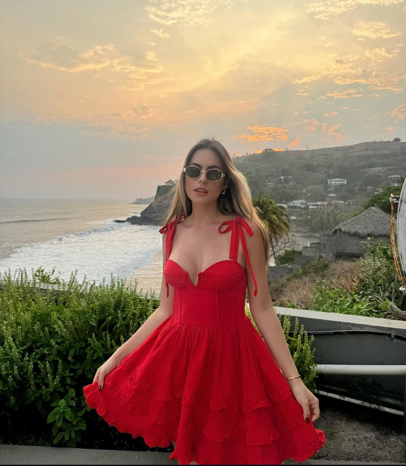 Bali Dress en lino Rojo